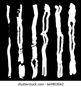 Set of different vector grunge background textures. Variety abstract paint stripes. Distressed banners. Isolated paint set. Dry brush stroke borders. Rough art lining.