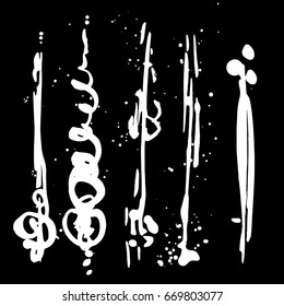 Set of different vector grunge background textures. Variety abstract paint stripes. Distressed banners. Isolated paint set. Dry brush stroke borders. Rough art lining.