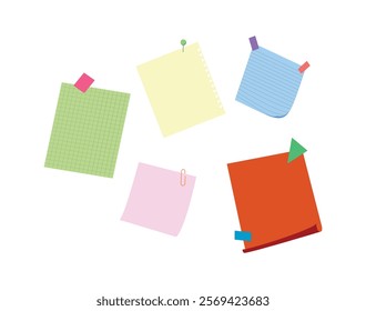 Set of different vector note papers.