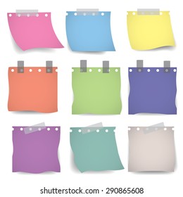 Set of different vector note papers.