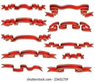 Set of different vector ribbons on white background