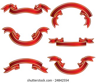 Set of different vector ribbons on white background