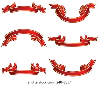 Set of different vector ribbons on white background