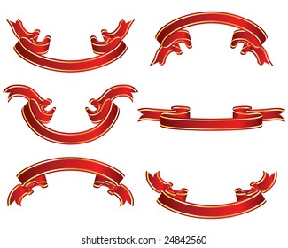 Set of different vector ribbons on white background