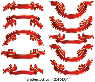 Set of different vector ribbons on white background