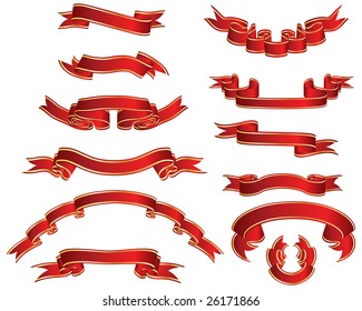 Set of different vector ribbons on white background