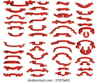 Set of different vector ribbons on white background