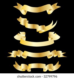 Set of different vector ribbons on white background