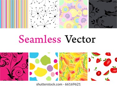 Set of different vector seamless backgrounds