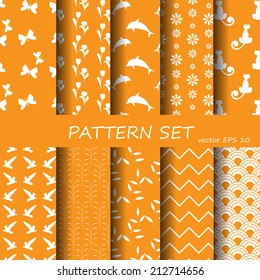 set of different vector seamless patterns natural concept. Endless texture can be used for wallpaper, pattern fills, web page background,surface textures. 