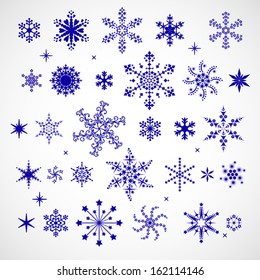 Set of different vector snowflakes for christmas design.
