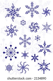 Set of different vector snowflakes for christmas design