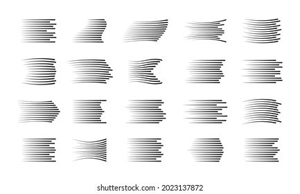 Set of different vector speed line. Black lines on white background.  Motion effect for your design.