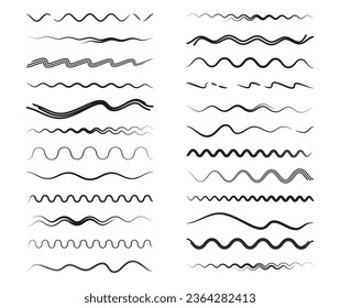 Set of different vector wavy line dividers