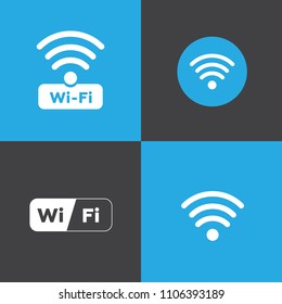 Set of different vector wireless and wifi icons. Free wi-fi icons and wifi applications