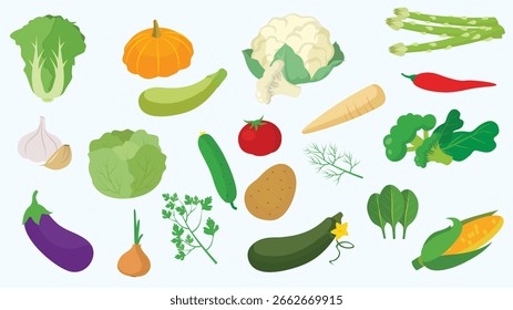 Set mit verschiedenen Gemüsesorten, Illustration