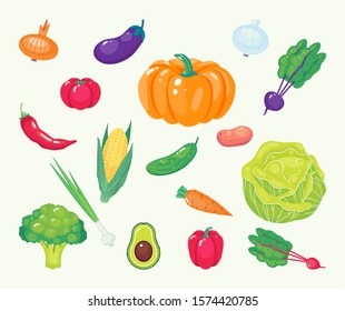 Set of different vegetables isolated on white background . Healthy vegetarian food.