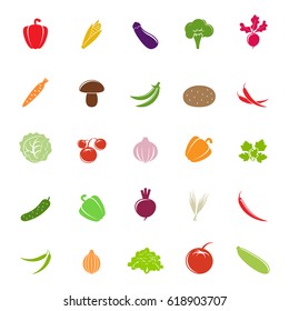 Set of different vegetables isolated on white background