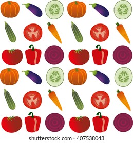 Set of different vegetables on a white background
