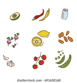 Set of different vegetables in vector, food/cooking 