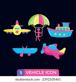 Set of different vehicle icons Vector illustration