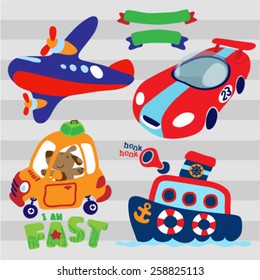 Set of different vehicle. Vector illustration 