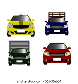 Set of different vehicles on a white background, Vector illustration