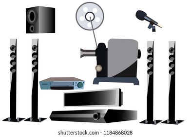 a set of different video equipment of different times