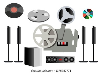a set of different video equipment of different times