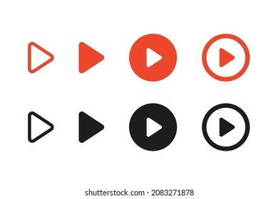 Conjunto de diferentes ilustraciones vectoriales del logotipo del reproductor de vídeo