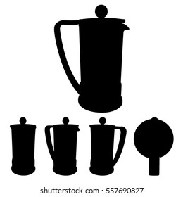Set of different views. Kettles icons. Kitchen items - teapots, coffee pot.