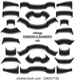 Set of different vintage banners and ribbons