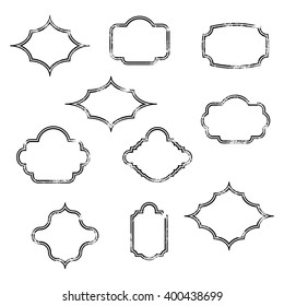 Set of different vintage grunge frame, vector illustration.