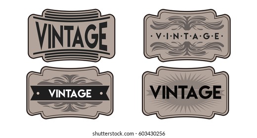 Set of different vintage labels, Vector illustration