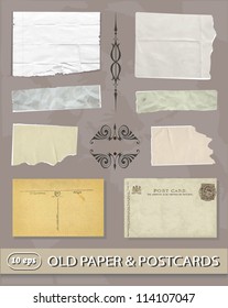 Set of Different Vintage, old paper & postcards