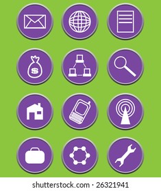 Set of different violet buttons. Vector