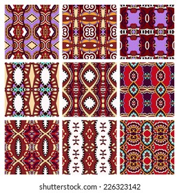 set of different violet colour seamless vintage geometric pattern, texture for wallpaper, web page background, fabric and wrapping paper design, vector illustration
