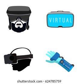 Set of different virtual reality gadgets and objects, Vector illustration