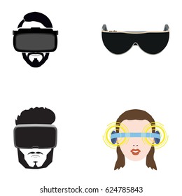 Set of different virtual reality gadgets and objects, Vector illustration