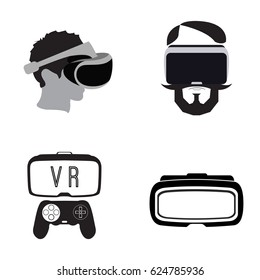 Set of different virtual reality gadgets and objects, Vector illustration