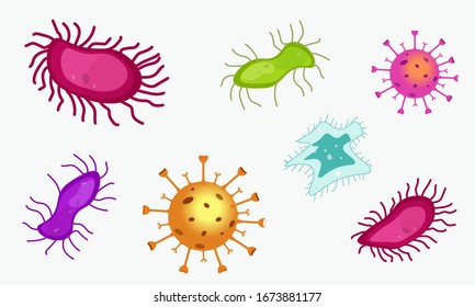 Set of different virus and bacteria shapes. Vector