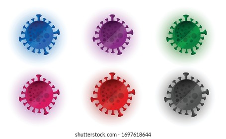 set of different virus and bacteria shapes