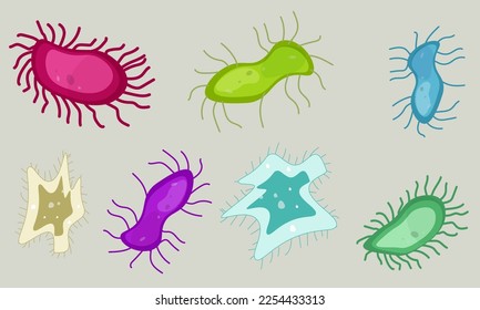 Set of different virus and bacteria shapes. Vector