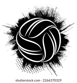 Set of different volleyball sport balls isolated on black background. Scribble, solid and outline silhouettes for t-shirt designs and tournament events