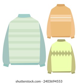 Set of different warm knitted sweaters