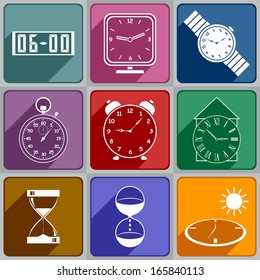 Set of different watch icons. Icons of different colors.