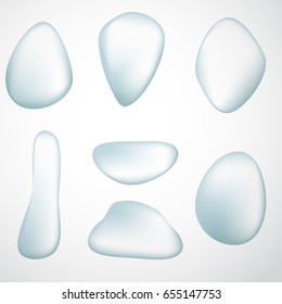 Set different water drops. Spray on glass vector illustration. Clean splashes on white background.