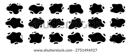 Set of different water, mud, milk, paint splashes in the form of a puddle spot. Liquid drop icons for vector abstract background. Flat illustration of bubbles with liquid splash pattern Stock photo © 