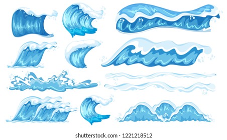 Set of different wave illustration