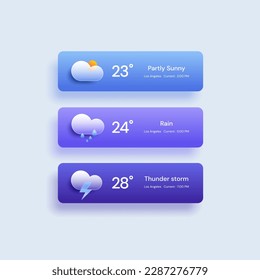 Set of different weather icons. Cloud, rain,moon, lightning,sonwflake. Vector illustration